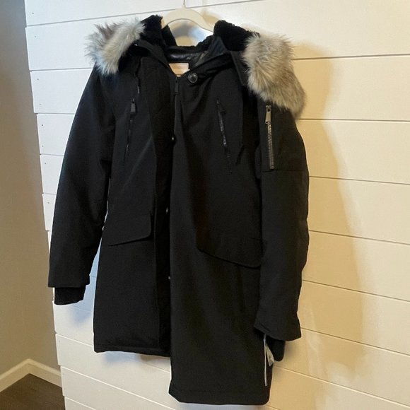 BCBGeneration Dark Gray Ski Jacket with Fur Hood - Picture 2 of 8